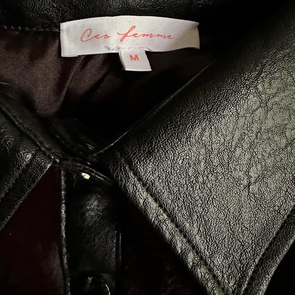 Checkerboard Shacket faux fur & leather - Picture 6 of 8